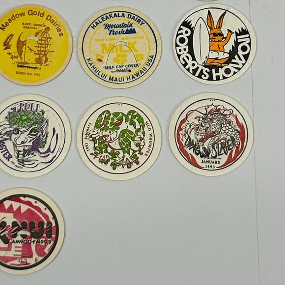 Lot of 21 Hawaii Milk Caps Pogs Vintage 90s Hawaiian Advertising Game 1993 - Picture 6 of 6